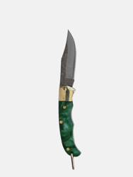 Green Resin Inlay Folding Knife