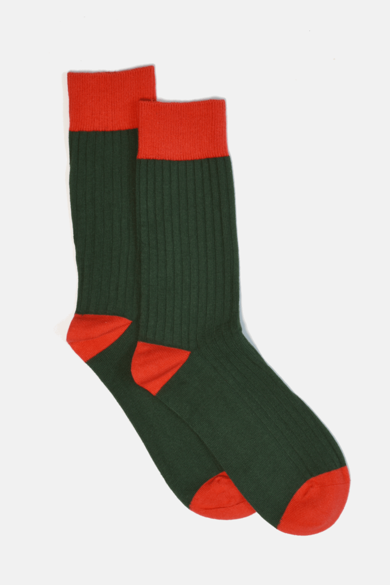 Green Ribbed Socks - Green