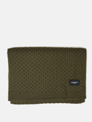 Heavyweight Honeycomb Knit Olive Wool Scarf