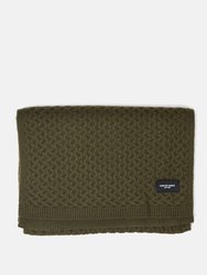Heavyweight Honeycomb Knit Olive Wool Scarf