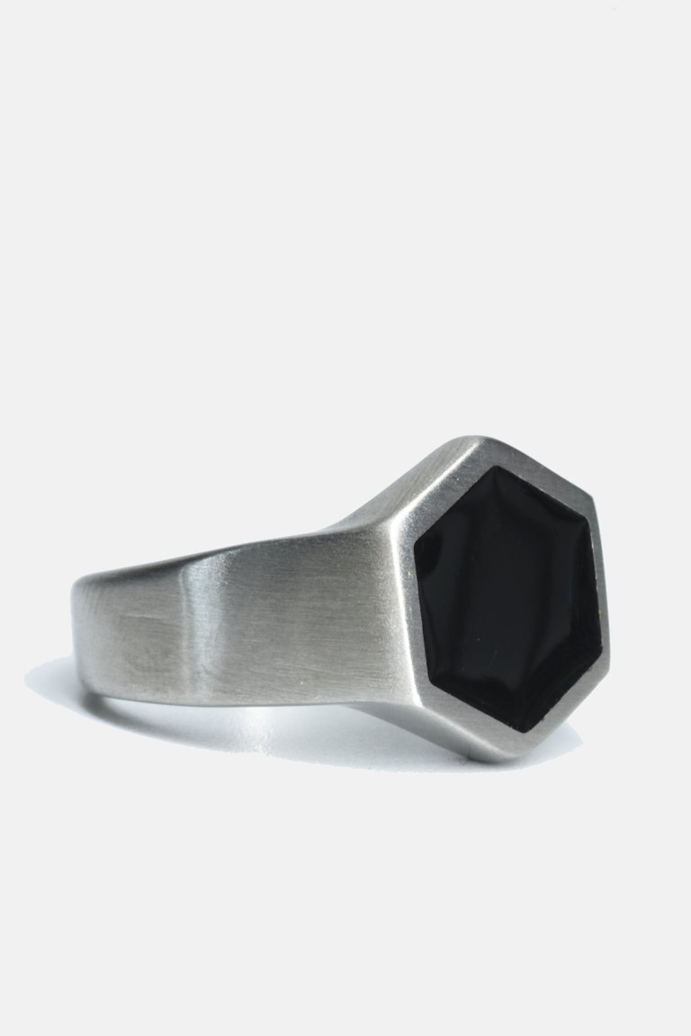 Hexagon Steel Ring - Black