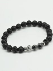 Lava/quartz Stretch Beaded Bracelet