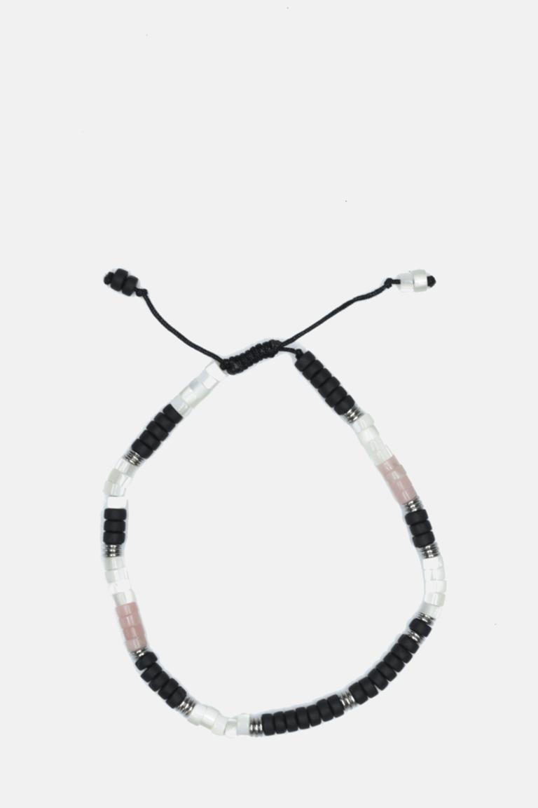 Onyx + Pink Crystals Beaded Bracelet - Onyx + Pink