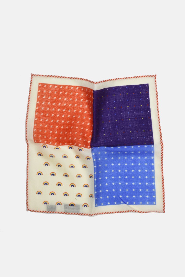 Orange Hem 4 Sided Wool Pocket Square - Orange