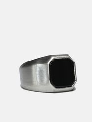 Oynx Inlay Octagon Ring - Black/Silver