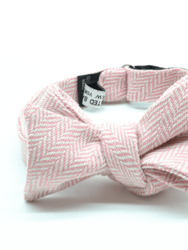 Pink Herringbone Bow Tie - Pink Herringbone