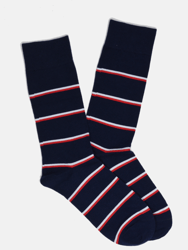 Red and White Striped Socks - Navy