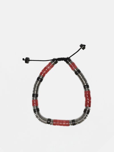 Curated Basics Red Jade + Onyx + Steel Disks Beaded Bracelet product