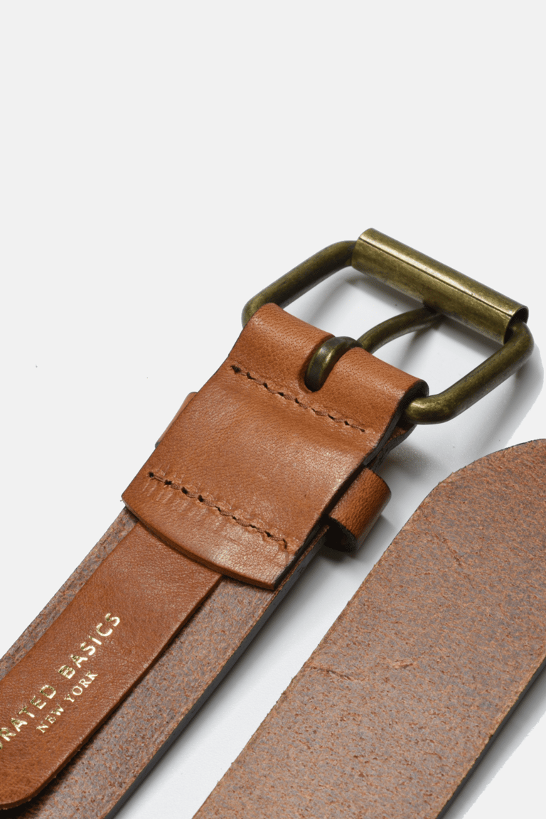 Tan Brown Leather with Brass Buckle Belt