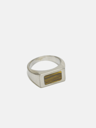 Tiger Eyes Inlay Ring - Steel