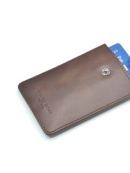 Vertcal Dark Brown Leather Card Sleeve