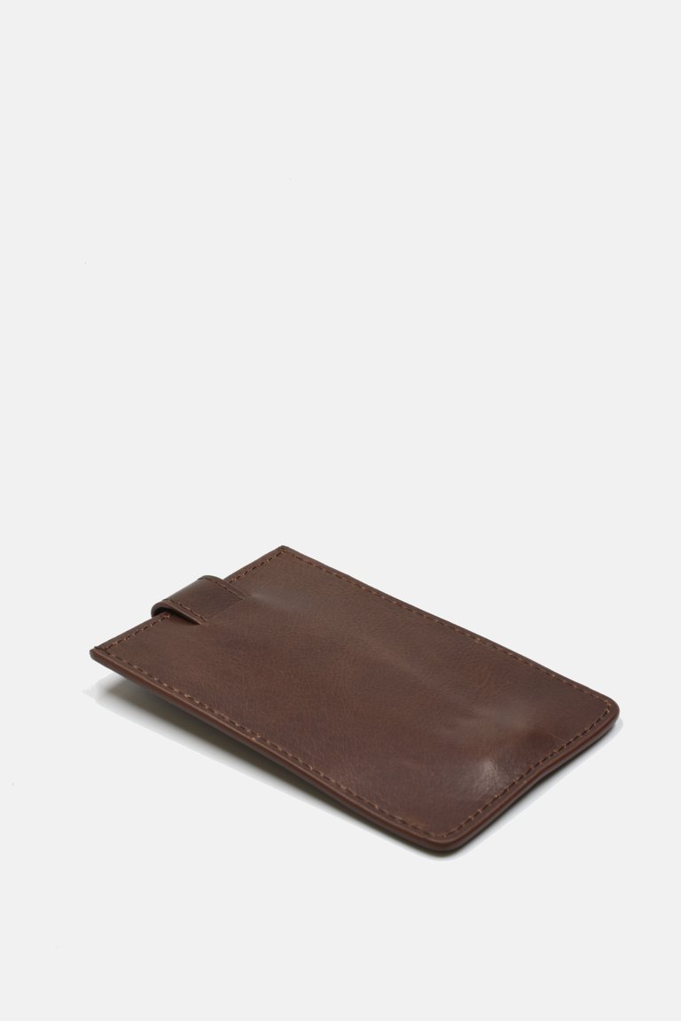 Vertcal Dark Brown Leather Card Sleeve