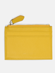 Zipper Leather Cardholder - Yellow