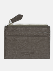 Zipper Leather Cardholder - Grey