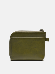 Zippered Leather Wallet - Green