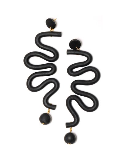 By Chavelli Black Tube Squiggles dangly statement earrings product