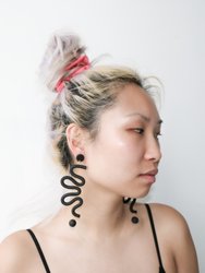 Black Tube Squiggles dangly statement earrings