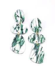 Celestia Dangly Earrings in Green Marble - Forest Marble