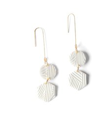 White Geometric Dangly Earrings - White