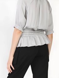 3/4 Sleeve Rouched Waist Top