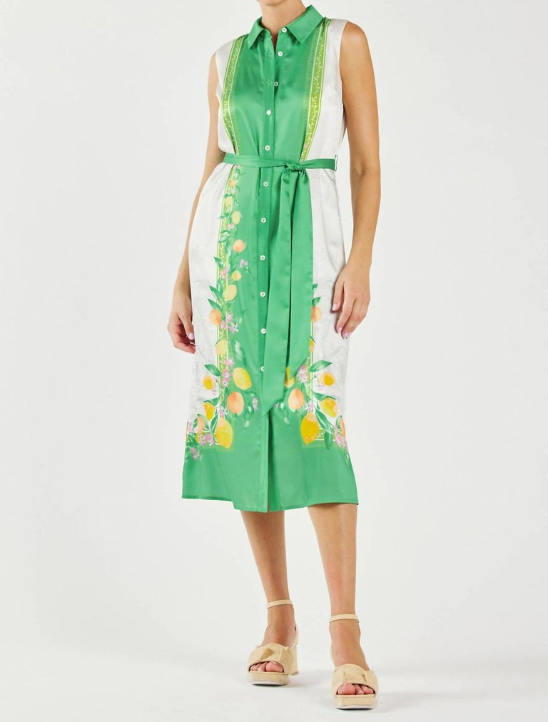 Amalfi Dress In Green Lemon Garden - Green Lemon Garden