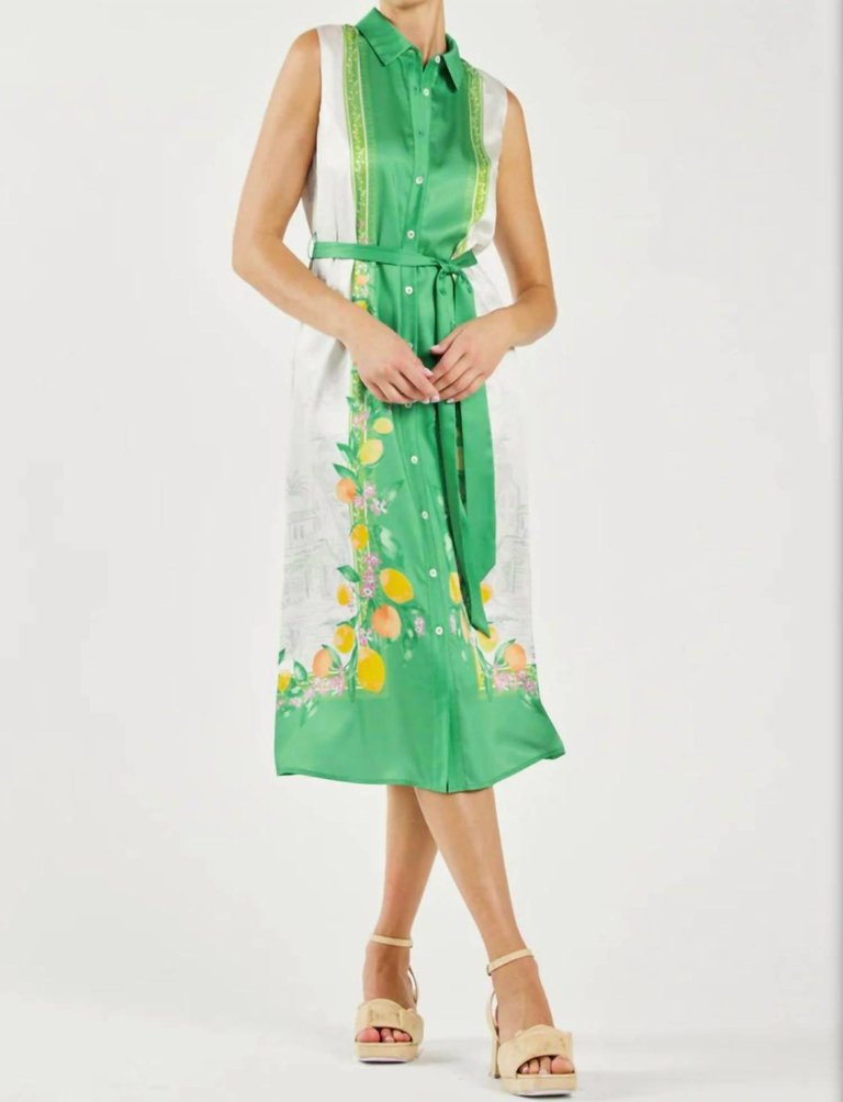 Amalfi Dress In Green Lemon Garden