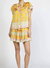 Border Printed Flutter Sleeve Split Neck Blouse With Self Tie - Yellow Multi