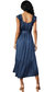 Crinkled Ruffled Shoulder Midi Dress In Navy