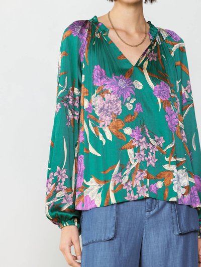 current air Long Sleeve Split Neck Pleated Blouse product