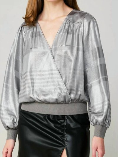 Current Air Metallic Surplice Blouse In Silver product