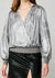 Metallic Surplice Blouse In Silver - Silver