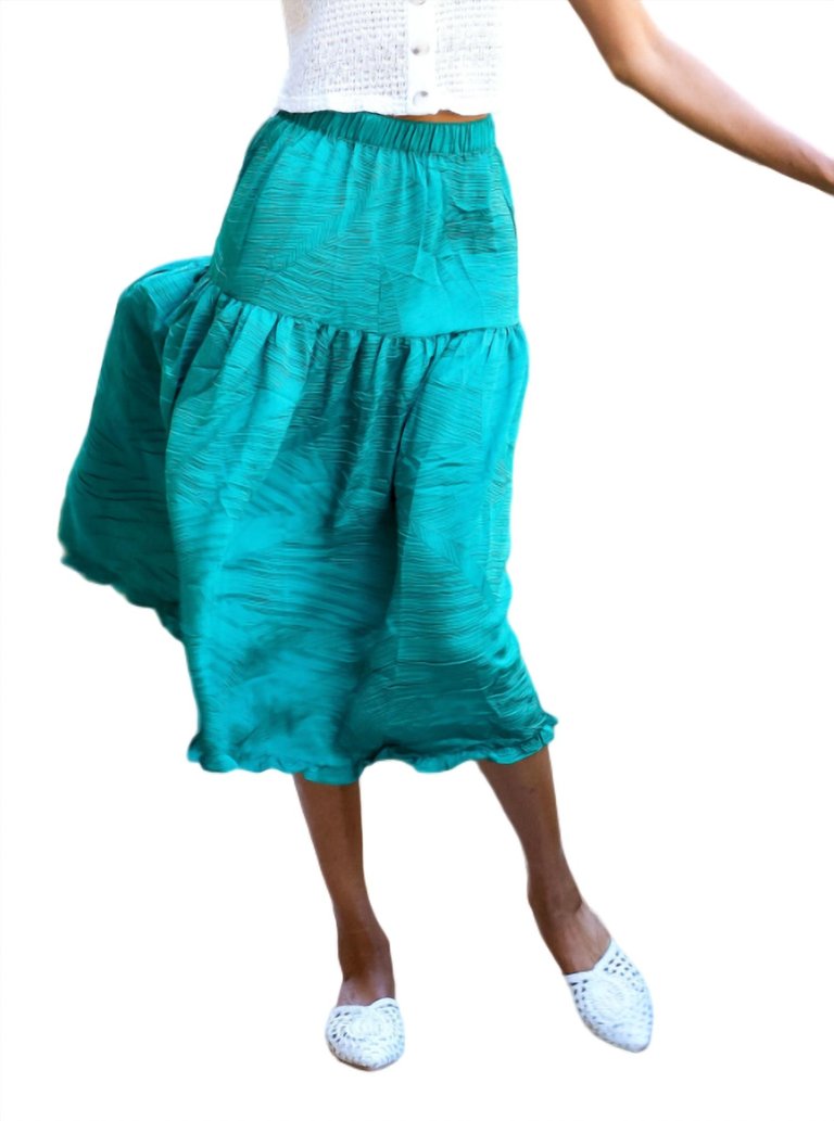 Oz Tiered Midi Skirt - Emerald Green