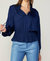 Peplum Collared Blouse - Navy