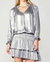 Pleated Long Sleeve Mini Dress - Silver