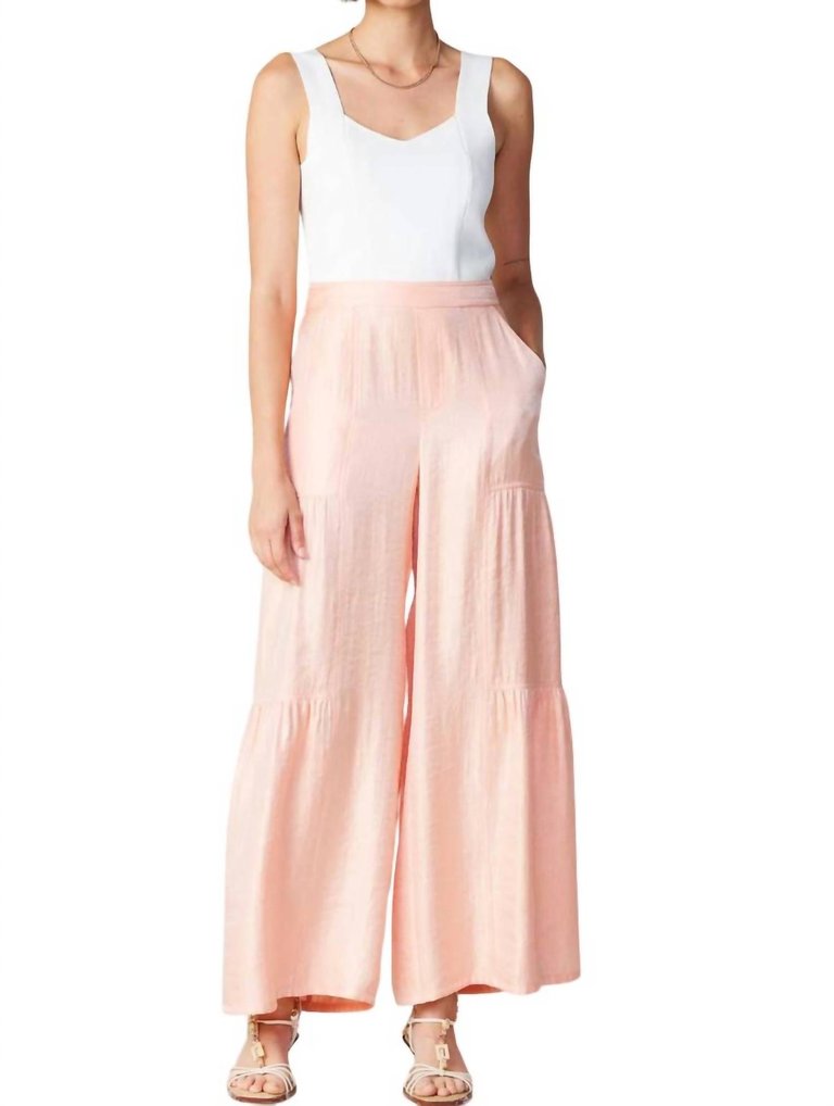 Tiered Wide Leg Pant In Apricot - Apricot