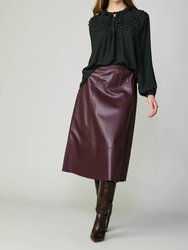 Vegan Leather Midi Skirt - Burgundy