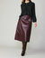 Vegan Leather Midi Skirt - Burgundy