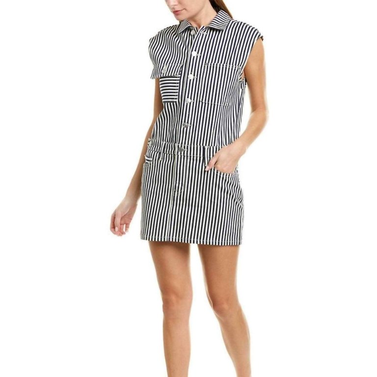 Sleeveless Jumpsuit Dress - Modern Stripe