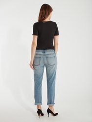 The Turnt Fling Mid Rise Studded Straight Leg Jean