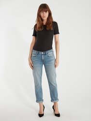 The Turnt Fling Mid Rise Studded Straight Leg Jean