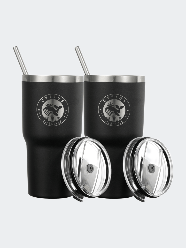 Set Of Two Black Tumbler Cups - Black