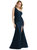 Cascading Bow One-Shoulder Stretch Satin Mermaid Dress With Slight Train - CS108  - Midnight Navy