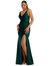 Deep V-Neck Stretch Satin Mermaid Dress With Slight Train - CS103 - Evergreen