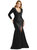 Long Sleeve Draped Wrap Stretch Satin Mermaid Dress With Slight Train - CS102 - Black