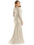 Long Sleeve Draped Wrap Stretch Satin Mermaid Dress With Slight Train - CS102