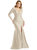 Long Sleeve Draped Wrap Stretch Satin Mermaid Dress With Slight Train - CS102 - Champagne