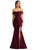 Off-The-Shoulder Corset Stretch Satin Mermaid Dress With Slight Train - CS101 - Cabernet