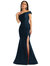 One-Shoulder Bias-Cuff Stretch Satin Mermaid Dress With Slight Train - CS107 - Midnight Navy