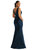 Shirred Shoulder Stretch Satin Mermaid Dress with Slight Train - CS100