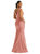 Shirred Shoulder Stretch Satin Mermaid Dress with Slight Train - CS100
